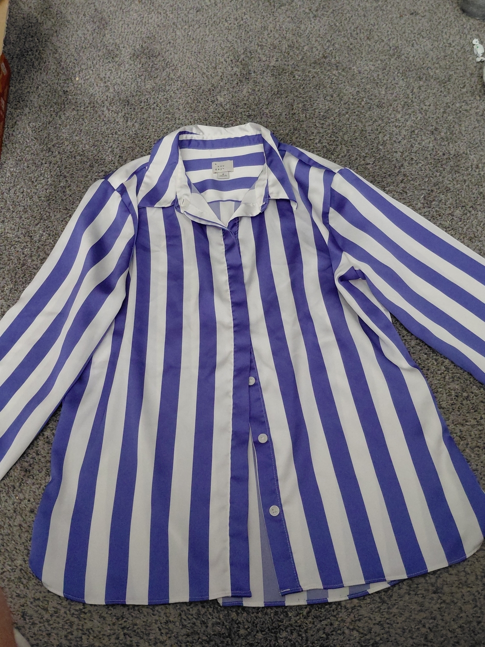 a new day Blue & White Vertical Stripe Button-Down Shirt